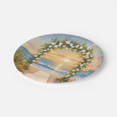 Strand-Hochzeitsbogen-Blumen-Watercolor Pappteller (Schrägansicht)