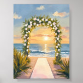 Strand Hochzeitsbogen Blumenaquarellkunst Poster (Vorne)