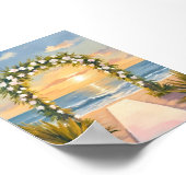 Strand Hochzeitsbogen Blumenaquarellkunst Poster (Ecke)