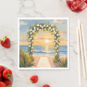 Strand-Hochzeitsbogen Floral Aquarell Serviette (Beispiel)