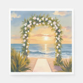Strand-Hochzeitsbogen Floral Aquarell Serviette (Vorderseite)