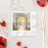 Strand-Hochzeitsbogen Floral Wasserfarbe Serviette (Beispiel)