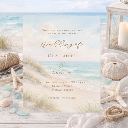 Strand Hochzeitseinladung am Ozean