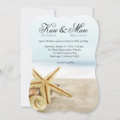 Strand-HochzeitStarfishseashells-Ozean Einladung (Vorderseite)