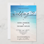 Strand Hochzeitsziel tropische Sommer Meer invi Einladung (Vorderseite)