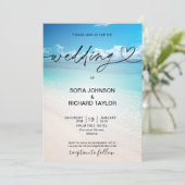 Strand Hochzeitsziel tropische Sommer Meer invi Einladung (Stehend Vorderseite)