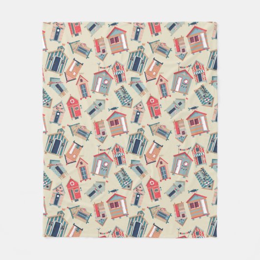 Strand-Hütten-Muster Fleecedecke (Vorderseite)