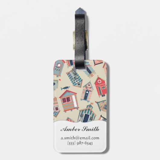 Strand-Hütten-Muster Gepäckanhänger (Rückseite vertikal)