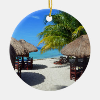 Strand-Hütten-Palme-aquamarines Wasser Vaca Keramik Ornament