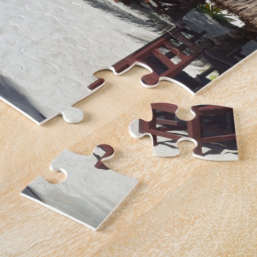 Strand-Hütten-Palme-aquamarines Wasser Vaca Puzzle (Seite)