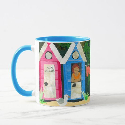 "Strand-Hütten-" Wecker-Tasse Tasse (Links)