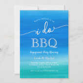 Strand-I-Do-BBQ-Blue-Grüne-Verlobungsparty Einladung (Vorderseite)