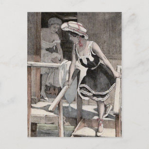 Strand-Illustrations-Postkarte KRW Vintage Postkarte