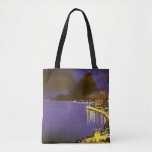 Strand im Vintage-Stil bei Nacht in Rio De Janeiro Tasche