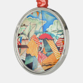 Strand in Biarritz (Frankreich) von Bedrich Feurst Silbernes Ornament (Links)