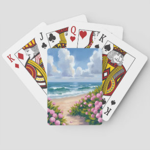 Strand in Blüte Rosa Hortensie Oceanside Küste Spielkarten