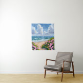 Strand in Blüte | Rosa Hortensie Oceanside Küste Wandteppich (Beispiel)