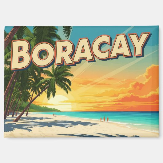 Strand in Boracay Philippinen Vintage Magnet (Vorderseite)