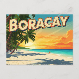 Strand in Boracay Philippinen Vintage Postkarte