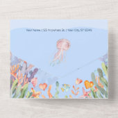 Strand in einer Hochzeitsreise All In One Einladung (Rückseite)