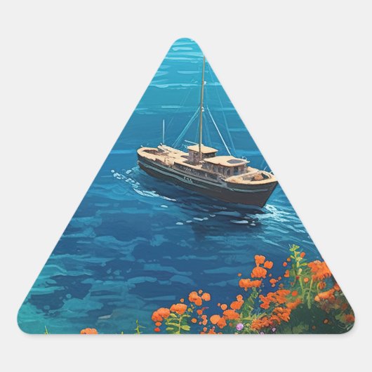 Strand in Griechenland Dreieckiger Aufkleber (Vorderseite)