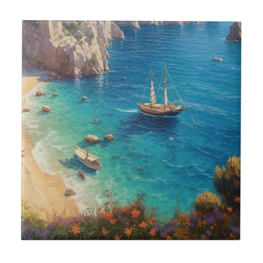 Strand in Griechenland Fliese (Vorderseite)