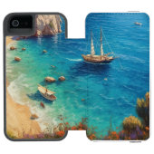 Strand in Griechenland Incipio iPhone Geldbeutel-Hülle (Folio Geöffnet)