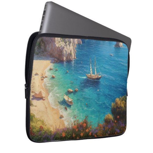 Strand in Griechenland Laptopschutzhülle (Vorne Rechts)