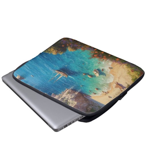 Strand in Griechenland Laptopschutzhülle (Vorne Knopf)