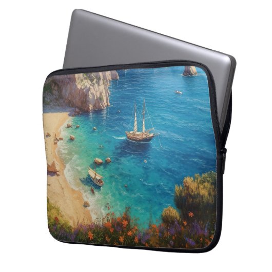 Strand in Griechenland Laptopschutzhülle (Vorderseite Links)