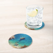 Strand in Griechenland Runder Pappuntersetzer (Vor Ort)