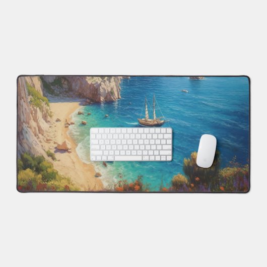 Strand in Griechenland Schreibtischunterlage (Tastatur & Maus)