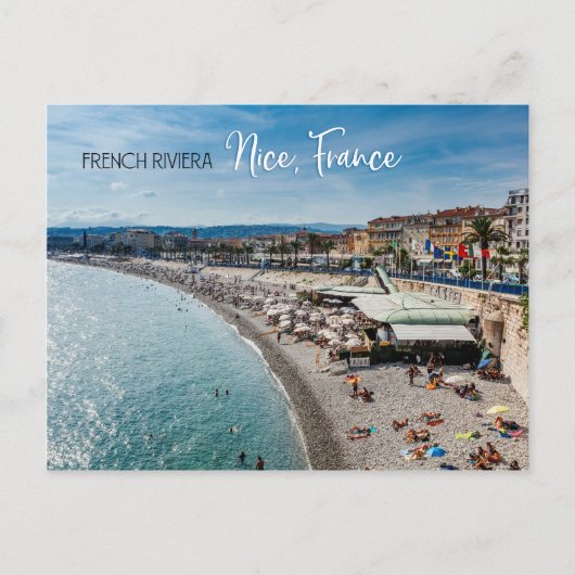 Strand in Nizza, Frankreich Postkarte (Vorderseite)