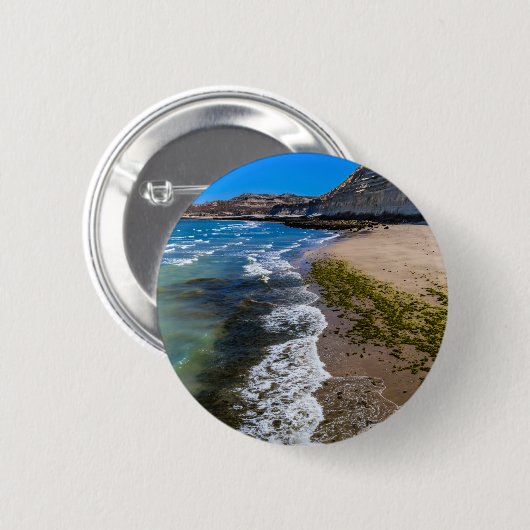 Strand in Puerto Piramides, Argentinien Button (Vorne & Hinten)