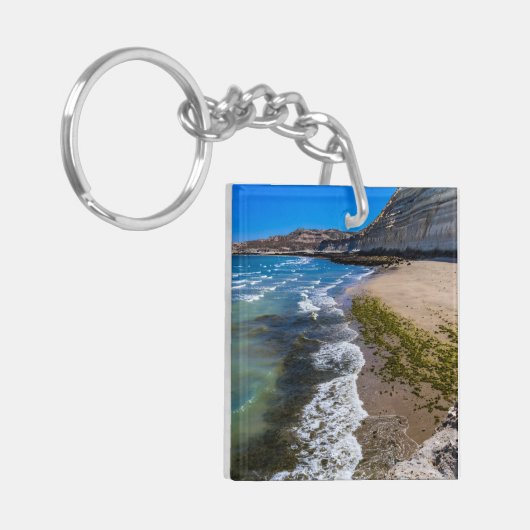Strand in Puerto Piramides, Argentinien Schlüsselanhänger (Vorderseite links)