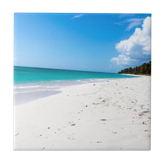 Strand Isla Saona in der Karibik Fliese (Vorderseite)