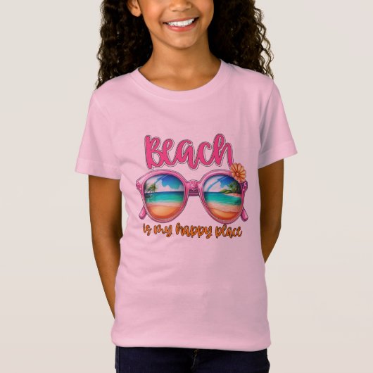 Strand ist mein glücklicher Ort, Beach T - Shirt (Vorderseite)