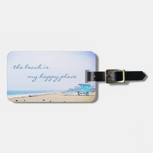 Strand ist mein glücklicher Ort, moderne Script Kü Gepäckanhänger (Vorderseite horizontal)