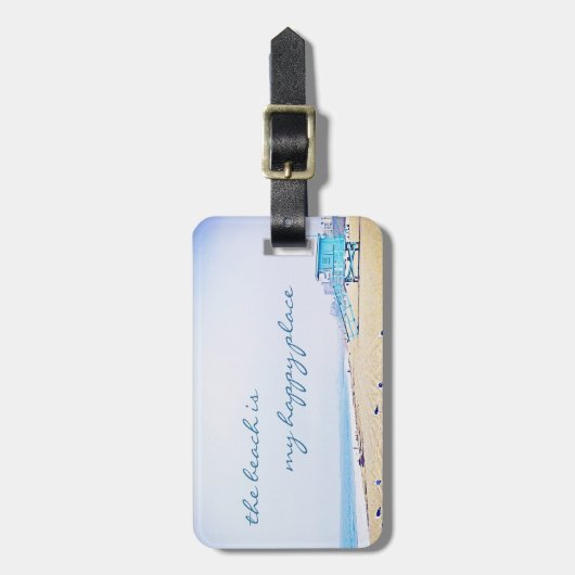 Strand ist mein glücklicher Ort, moderne Script Kü Gepäckanhänger (Vorderseite vertikal)