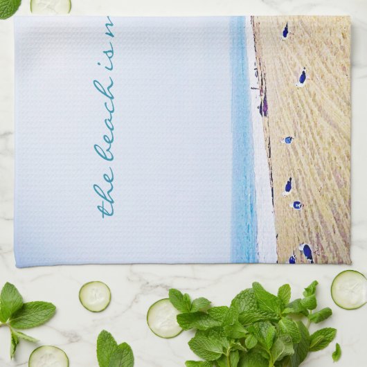 Strand ist mein glücklicher Ort Script California Geschirrtuch (Gefaltet)