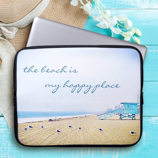 Strand ist mein glücklicher Ort Script California  Laptopschutzhülle