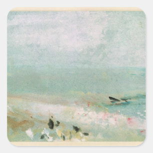 Strand Josephs Mallord William Turner   mit Zahlen Quadratischer Aufkleber