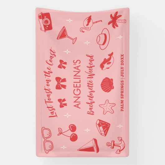 Strand Junggeselinnen-Abschied Coastal Doodle Banner (Vertikal)