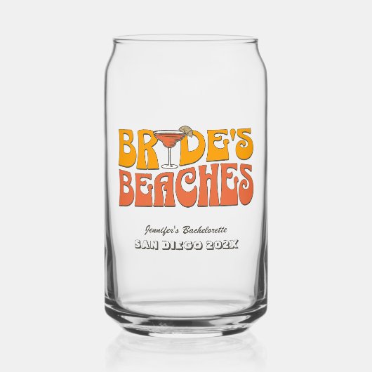 Strand Junggeselinnen-Abschied Groovy Bride's Beac Dosenglas (Vorderseite)