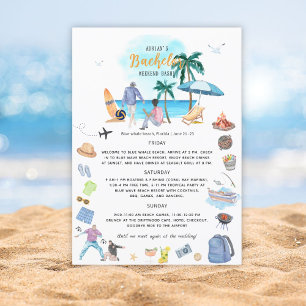 Strand Junggesellen-Abschiedswocheende-Itinerary Einladung