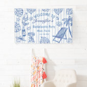 Strand JUNGGESELLIN Whimsical Blaue Flagge Banner (Insitu)