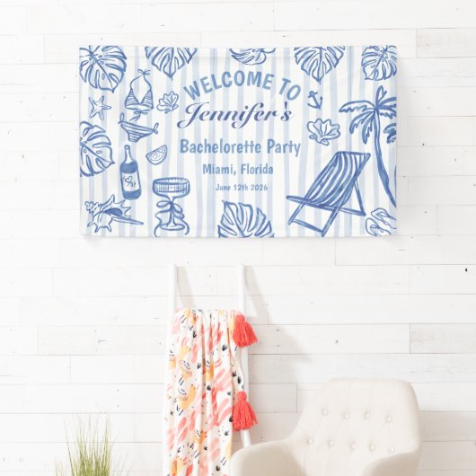 Strand JUNGGESELLIN Whimsical Blaue Flagge Banner (Insitu)