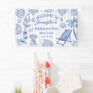 Strand JUNGGESELLINN Whimsical Blaue Flagge Banner