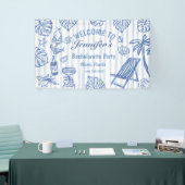 Strand JUNGGESELLINN Whimsical Blaue Flagge Banner (Messeveranstaltung)