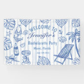 Strand JUNGGESELLINN Whimsical Blaue Flagge Banner (Horizontal)